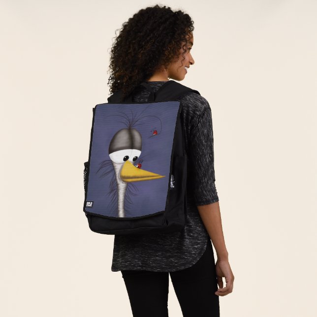 Funny Egret Cartoon Backpack (Worn)