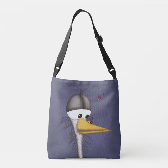 Funny Egret Cartoon Crossbody Bag (Back)