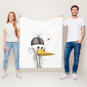 Funny Egret Cartoon Fleece Blanket