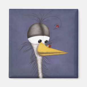 Funny Egret Cartoon Magnet