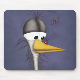 Funny Egret Cartoon Mouse Mat