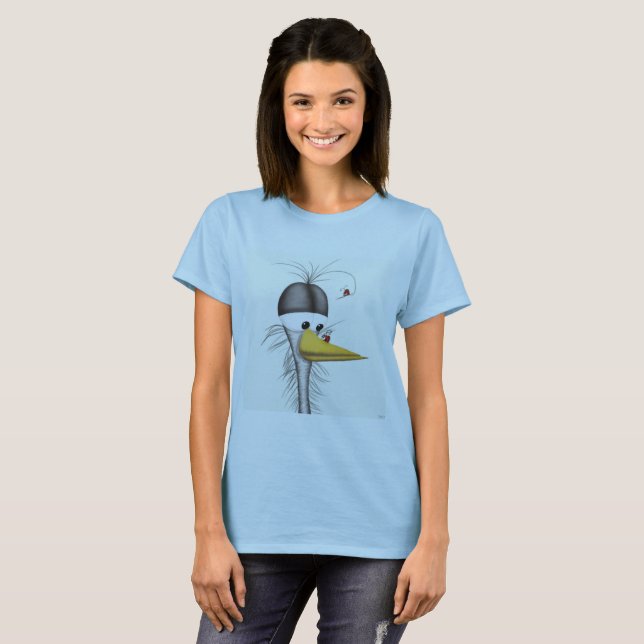 Funny Egret Cartoon T-Shirt (Front Full)