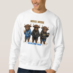 Funny Egyptian Pharaoh Highland Cow Hip Hop Street Sweatshirt