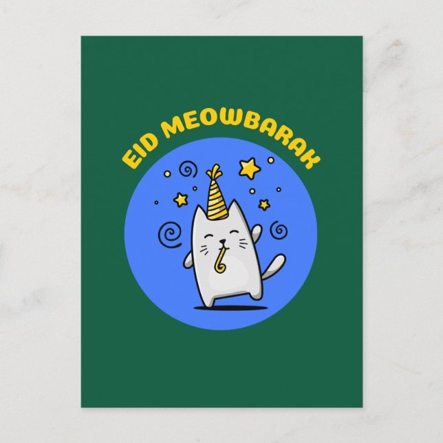 Funny Eid Cat Postcard (Front)