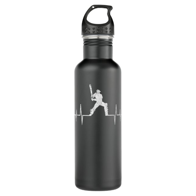 Funny EKG Cricket Game Lover Gifts Cool Cricket He 710 Ml Water Bottle (Front)