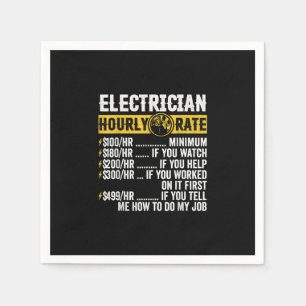 Funny Electrician Apparel, Hourly Rate Men Napkin