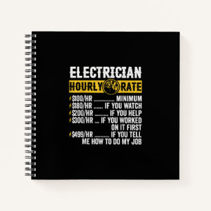 Funny  Electrician Apparel, Hourly Rate Men Notebook