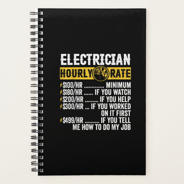 Funny  Electrician Apparel, Hourly Rate Men Planner (Front)