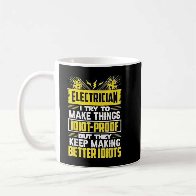 Funny Electrician Art Men Dad Lineman Electronics  Coffee Mug (Left)