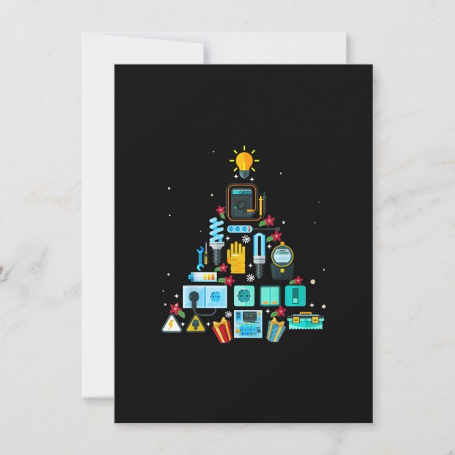 Funny Electrician Christmas Tree Card (Front)