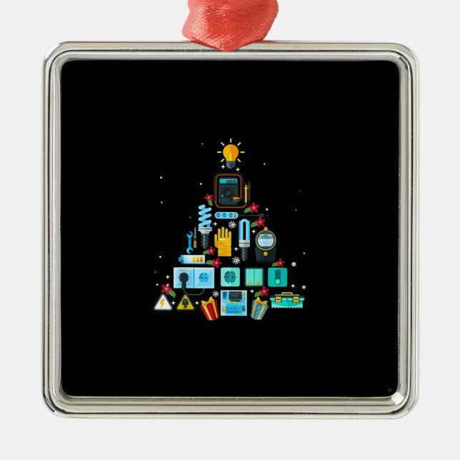 Funny Electrician Christmas Tree Metal Tree Decoration (Front)