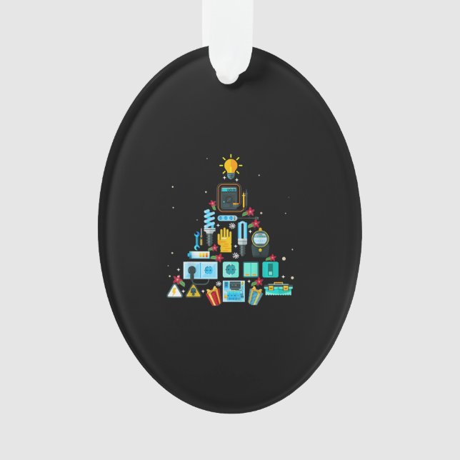Funny Electrician Christmas Tree Ornament (Front)