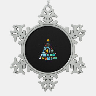 Funny Electrician Christmas Tree Snowflake Pewter Christmas Ornament