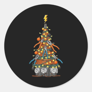 Funny Electrician Christmas Tree Xmas Graphic Men  Classic Round Sticker