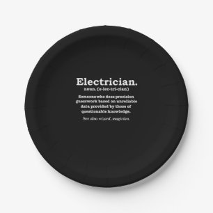 Funny Electrician Definition Gift Graduation Paper Plate