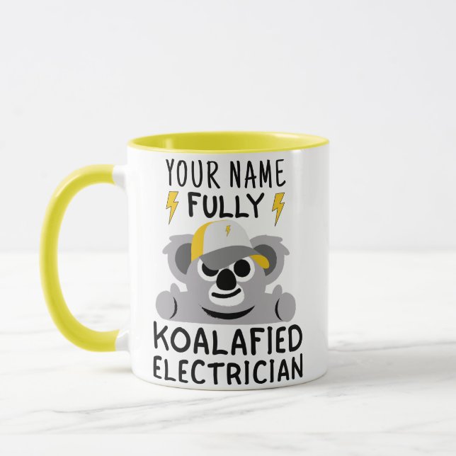 funny electrician gifts - Kwala pun Electrician Mug (Left)