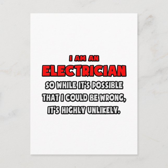 Funny Electrician .. Highly Unlikely Postcard (Front)