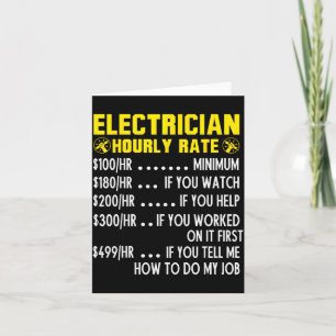 Funny Electrician Hourly Rate Pricing Chart Card