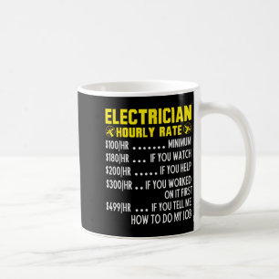 Funny Electrician Hourly Rate Pricing Chart  Coffee Mug