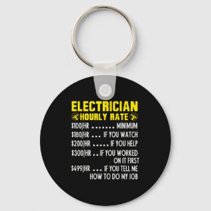 Funny Electrician Hourly Rate Pricing Chart  Key Ring