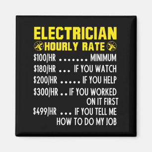 Funny Electrician Hourly Rate Pricing Chart  Magnet