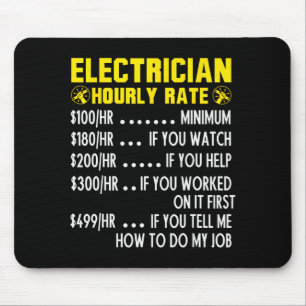 Funny Electrician Hourly Rate Pricing Chart  Mouse Mat