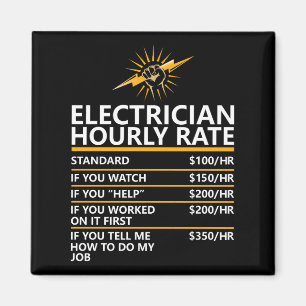 Funny Electrician Hourly Rate Table Humor Gift Magnet