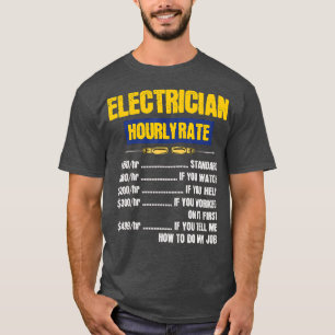 Funny Electrician Hourly Rates Lineman Retro T-Shirt