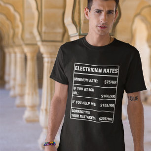 Funny Electrician Rates Chart T-Shirt