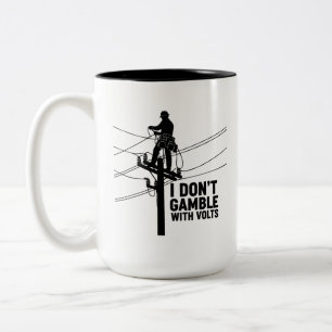 Funny Electrician Silhouette Two-Tone Coffee Mug