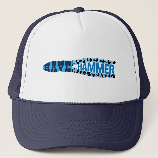 Funny Electrician Squeezy Hammer Trucker Hat (Front)