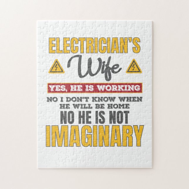 Funny Electricians Wife Gift Yes He's Working Gift Jigsaw Puzzle (Vertical)