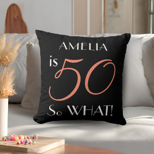 Funny Elegant Black 50th Birthday Cushion