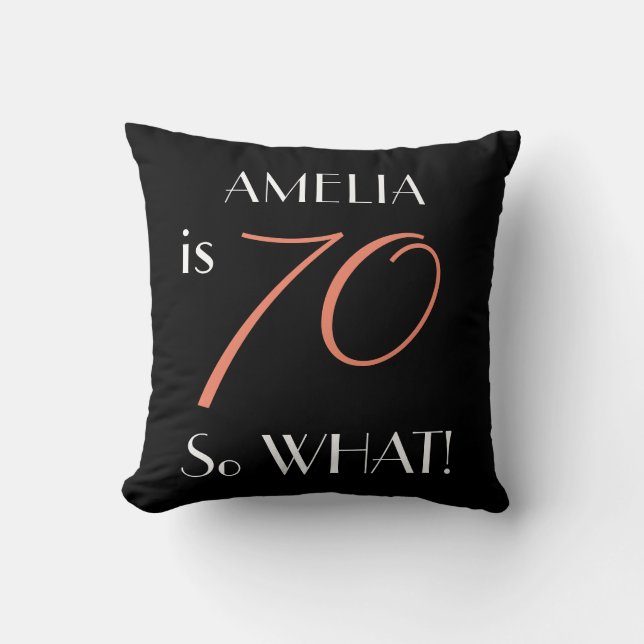 Funny Elegant Black 70th Birthday Cushion (Front)