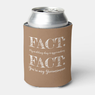Funny & Elegant Fact Groomsman Proposal Fre. Beige Can Cooler