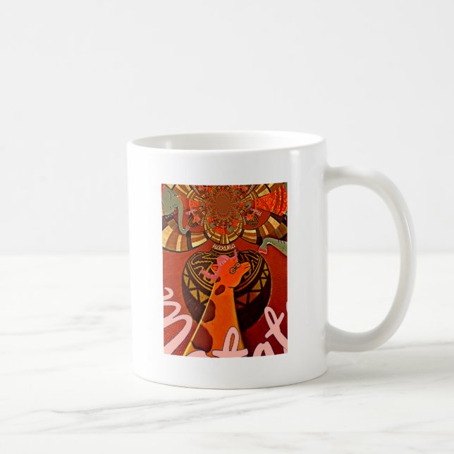Funny Elegant Giraffe Accessorised African Style Coffee Mug (Right)