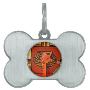 Funny Elegant Giraffe Accessorised African Style Pet ID Tag