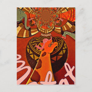 Funny Elegant Giraffe Accessorised African Style Postcard