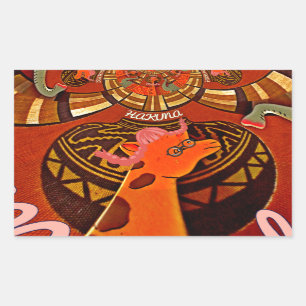 Funny Elegant Giraffe Accessorised African Style Rectangular Sticker