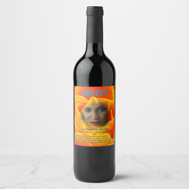 Funny Elegant Personalised Birthday Wine Label (Front)