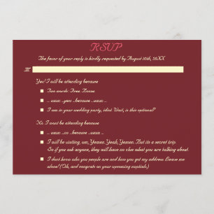 Funny Elegant Personalised Wedding RSVP Invitation