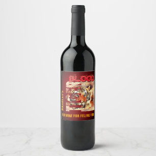 Funny Elegant Tiger Blood Wine Label