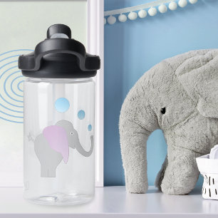 Funny Elephant Bubbles Monogram Water Bottle
