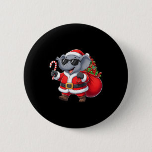 Funny Elephant Christmas Santa Outfit Xmas Boys Gi 6 Cm Round Badge