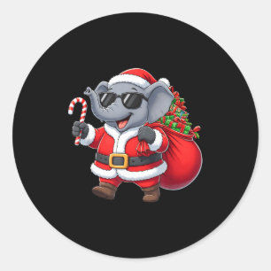Funny Elephant Christmas Santa Outfit Xmas Boys Gi Classic Round Sticker