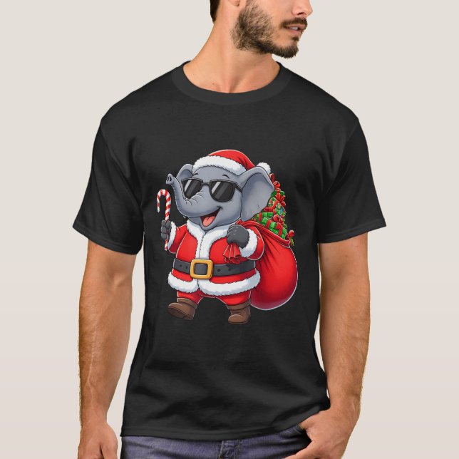 Funny Elephant Christmas Santa Outfit Xmas Boys Gi T-Shirt (Front)