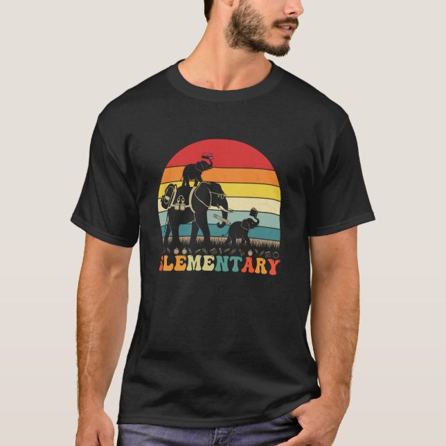 Funny Elephant Elementary Back to School Teacher S T-Shirt (Front)