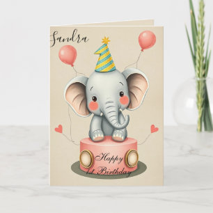 Funny Elephant Happy Birthday Card