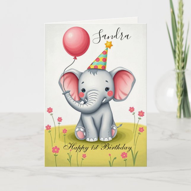 Funny Elephant Happy Birthday Card (Front)