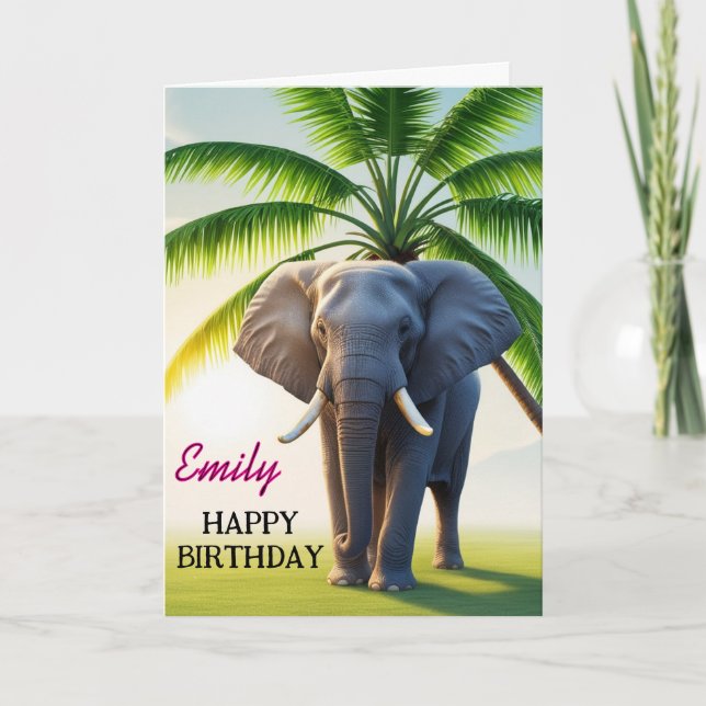  Funny Elephant Happy Birthday  Card (Front)
